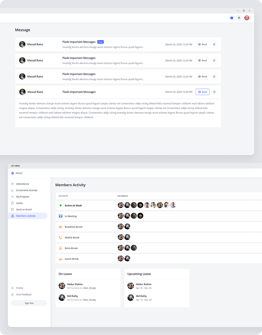 HRM General Member dashboard screenshot 6